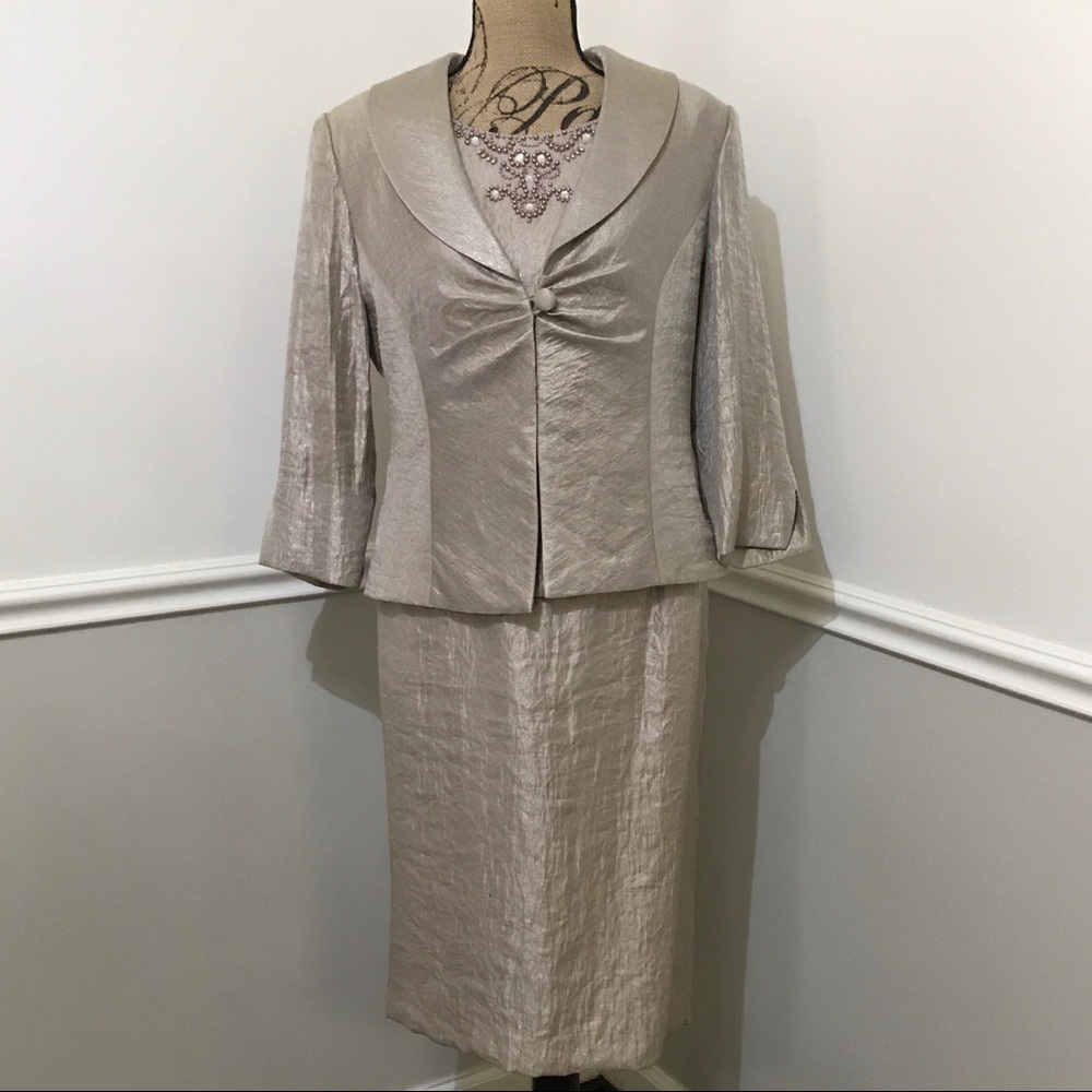 Tan dress and jacket